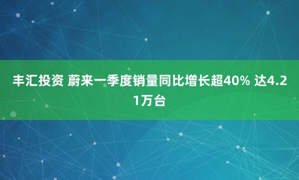 丰汇投资 蔚来一季度销量同比增长超40% 达4.21万台