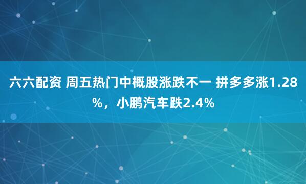 六六配资 周五热门中概股涨跌不一 拼多多涨1.28%，小鹏汽车跌2.4%
