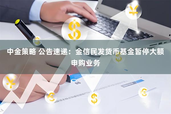 中金策略 公告速递：金信民发货币基金暂停大额申购业务
