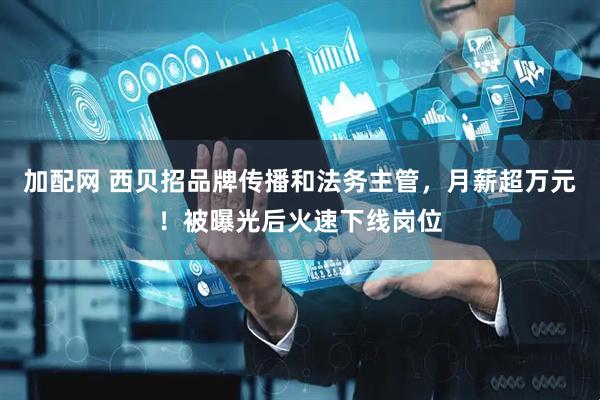 加配网 西贝招品牌传播和法务主管，月薪超万元！被曝光后火速下线岗位