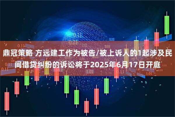 鼎冠策略 方远建工作为被告/被上诉人的1起涉及民间借贷纠纷的诉讼将于2025年6月17日开庭