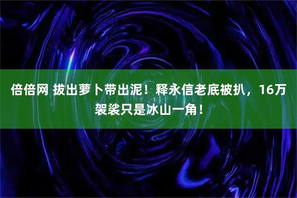 倍倍网 拔出萝卜带出泥！释永信老底被扒，16万袈裟只是冰山一角！
